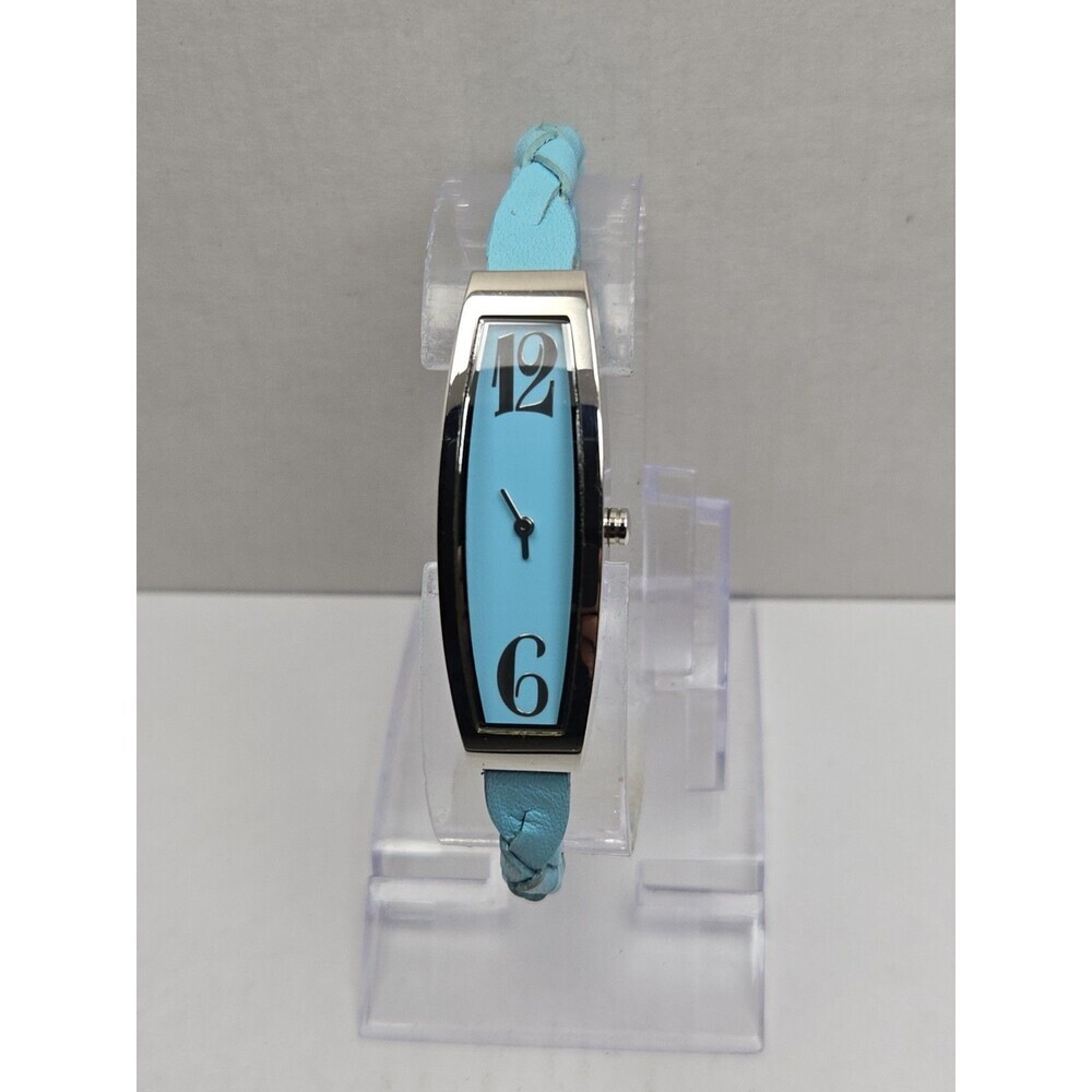Mercedes Benz Womens 15mm Slim Blue Braided Leather Watch Swiss New Battery
